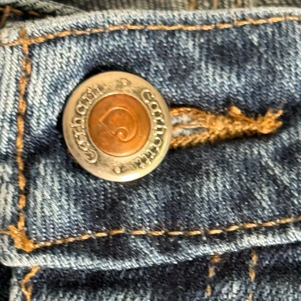 Carhartt Jeans Women 8 Blue WB003 Double Knee Carpenter Distressed Raw Hem